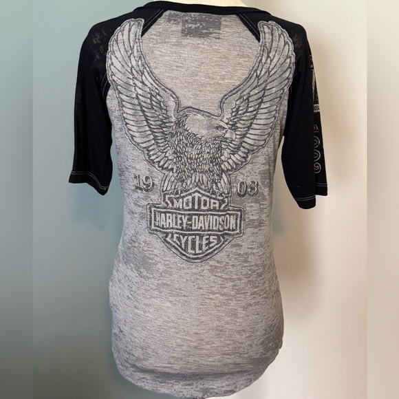 Harley-Davidson Raglan Short Sleeve Tie Front Tee - Picture 2 of 4